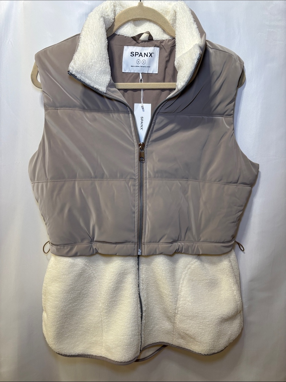 SPANX Taupe 2 in 1 Vest with Cream Sherpa Trim
